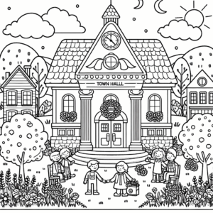 coloring_page_Community_Townhall Townhall