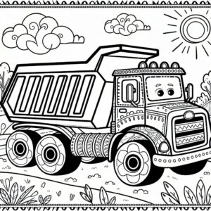 coloring_page_Dump-truck Dump-truck