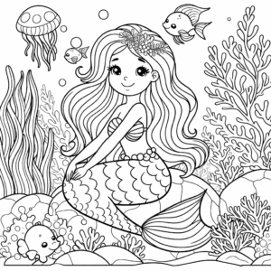 coloring_page_Fantasy_Mermaid Mermaid