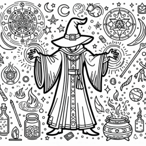coloring_page_Fantasy_Sorcerer Sorcerer
