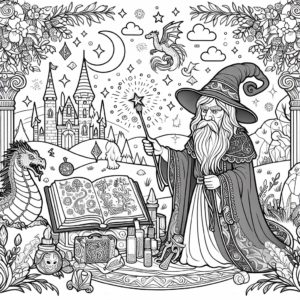 coloring_page_Fantasy_Wizard Wizard