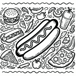 coloring_page_Food_Hotdog Hotdog