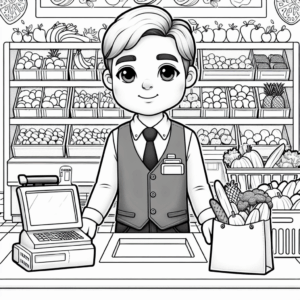 coloring_page_Jobs_Cashier Cashier
