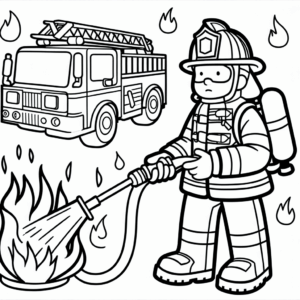 coloring_page_Jobs_Firefighter Firefighter