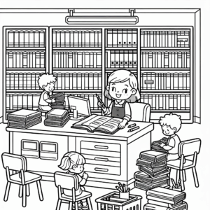 coloring_page_Jobs_Librarian Librarian