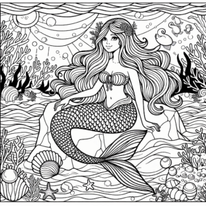 coloring_page_Mythical_Mermaid Mermaid