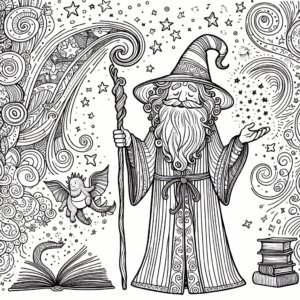 coloring_page_Mythical_Wizard Wizard