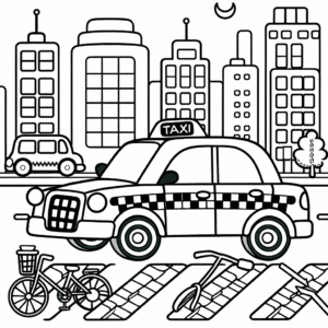 coloring_page_Transportation_Taxi Taxi