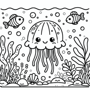 coloring_page_Underwater_Jellyfish Jellyfish