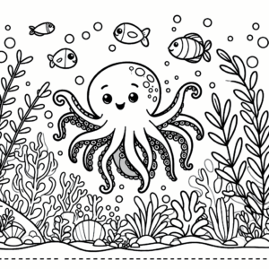 coloring_page_Underwater_Octopus Octopus