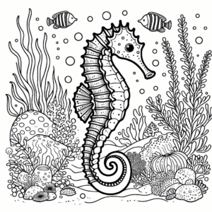 coloring_page_Underwater_Seahorse Seahorse