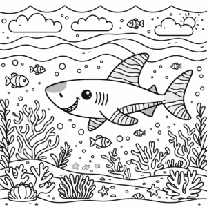 coloring_page_Underwater_Shark Shark