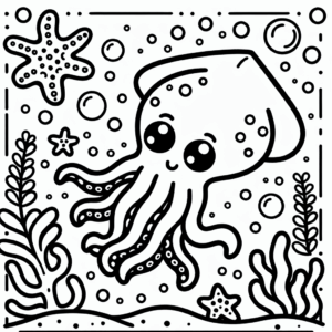 coloring_page_Underwater_Squid Squid