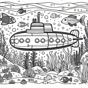 coloring_page_Underwater_Submarine Submarine