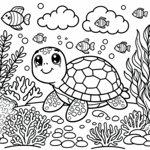 coloring_page_Underwater_Turtle Turtle